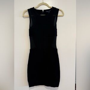 French Connection Black Midi Dress w/Mesh Detailing